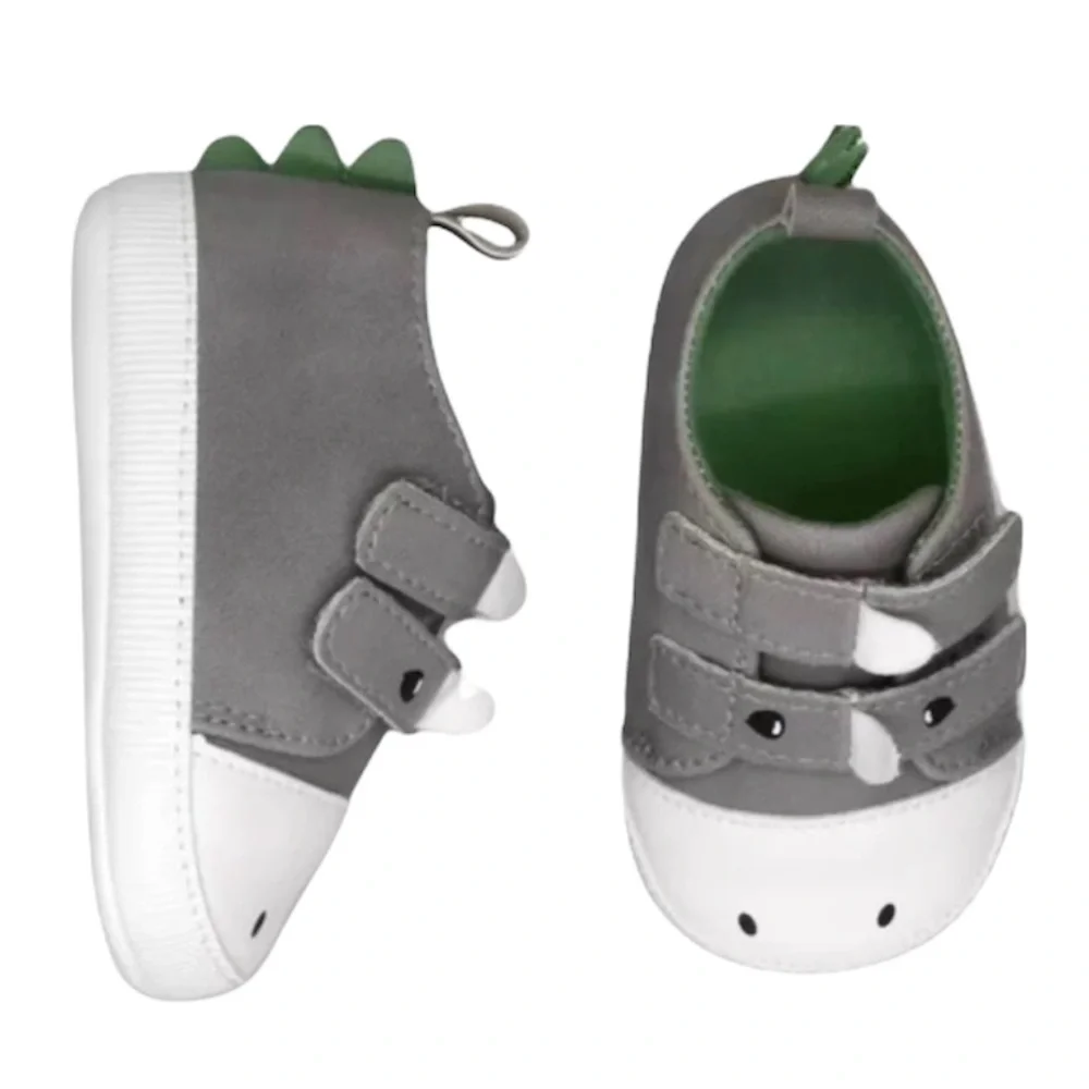 Carter’s Dinosaur Shoes, Gray, White, 0-3 Months